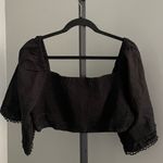 Boohoo Smocked Crop Top with Wide Sleeves and Square Neckline Size 16 Photo 1