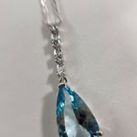 NWT NATURAL 3.73CT TEARDROP AQUAMARINE 18K WHITE GOLD DIAMONDS NECKLACE Photo 1