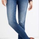 Madewell 10” High Rise Cutout Tulip Hem Jeans Womens Size 24 Skinny Distressed Photo 0