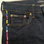 Ralph Lauren Polo Dark Wash Blue Denim Jeans Embroidered Rainbow Wide Pants Photo 8