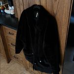 Free People Lindsay Black Faux Fur Sherpa Leather Coat Moto Jacket Zip Large Photo 5