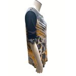 City Girl Nancy Bolen Abstract Tunic Top Striped Black and Yellow 95 Rayon Small Photo 1