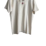 Vintage Cactus California Women Top L Cream Embroidered Appliqué Floral Cottage Size L Photo 4