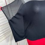 Thalia Sodi Sheer Shoulder Draped Batwing Sleeve Shirt Black Large Photo 5