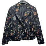 August Silk Jared Ross Black & Embroidered Boho Flowers Single Button Blazer Jacket Size 8 Photo 1