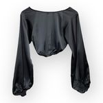 We Wore What NWT Danielle Bernstein Satin Billow Sleeve Open Back Crop Top XS Photo 1