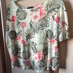 J for Justify  Tropical Floral Short Sleeve Top - Pink and Green medium Photo 0