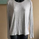 Wrap back keyhole stretchy soft long sleeve tee breezy size medium large gray Photo 0
