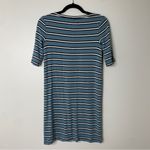Lou & grey Loft Signature Soft Dusty Blue Stripe Half Sleeve Dress Small Photo 2