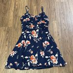 Derek Heart NWT Ruffled Floral Mini Spaghetti Straps Dress Blue White Coral L Photo 6