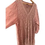 Johnny Was Plus V-Neck Embroidered Tab Sleeve Midi Dress Dusty Rose Size 2X Photo 4