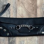 Necessary Objects  Black Leather Folder Clutch Bag Magnetic Closure Black Silver Photo 0