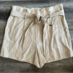 EXPRESS  MIDI Extreme High Rise Shorts Khaki Tan Size 14 Linen Blend NEW Photo 3