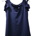 Suimiki Cold Shoulder Ruffle‎ Top Blouse Casual Party XL Blue Photo 0