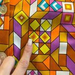 VINTAGE 60/70s Funky Retro Groovy‎ Geometric Bright Button Up Shirt Yellow Size 6 Photo 8