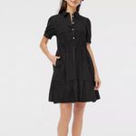 J.Crew Smocked Shirt Dress Mini Black Button Front Poplin Cotton NWT Size XXS Photo 7