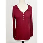 Lady Foot Locker Women's Henley Long Sleeve Pullover Shirt Burgundy Red Size XL Red Photo 4