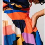 Baltic Born  Lola Midi Dress Rust Navy Blue Multicolor Puff Sleeves Cutout Boho Photo 9