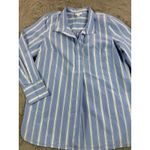 J.Jill  Striped Tunic Shirt Women Size M Blue White Collared Button Up School Photo 11