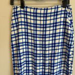 Diane Von Furstenberg  Tailored Pencil Skirt Blue & Ivory Roddick Check Size 6 Photo 4
