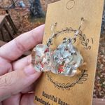 Handmade  Resin Gloss Sparkle Paw 925 Silver Beautiful Beacons Earrings Photo 3