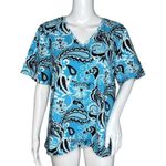 Denim & Co Shirt Women Large Blue Black Paisley Print Everyday Casual Athleisure Photo 0