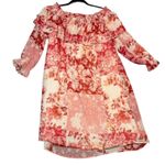 House of Harlow 1960 Off Shoulder Floral Ruffle Dress S | Boho Patchwork Style Red Photo 2