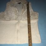 𝅺GLO jeans faux fur and knit zip up sleeveless vest cream colored Y2K size L Photo 6