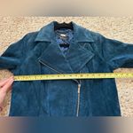 Dennis Basso  Size XS Teal Blue Chic 100% Suede Leather Moto Zip Jacket Coat Photo 6