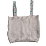 Mango NWT  MNG Knitted Sweater Crop Top with Floral Ribbon Strap | Pink | M Photo 0