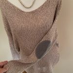 Francesca's Francesca’s Harper Heritage Pink and Grey Knit Lightweight Sweater w/ Elbow Pads Photo 5