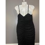 Club L London Dress Womens 10 Black Ruched Bodycon Midi Spaghetti Strap Made UK Photo 6