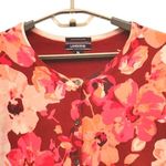Lands' End  Floral Cardigan Sweater Maroon Pink XL Photo 2