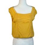 Neon Soul Yellow Boho-Style Flutter Sleeve Smocked Waist Top Size M Photo 0
