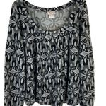 Funky People Black and Gray Floral Elastic Waist Puff Sleeve Top Size XL Photo 0