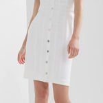 White House | Black Market WHBM Denim Halter Sheath Dress in White Size 14 Photo 0