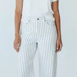 Abercrombie & Fitch Sz 31 Long $110 MSRP NWT White & Blue Striped WIDE leg Jeans Photo 0