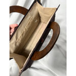 Vintage Brown Bamboo‎ Unbranded Satchel Handbag Photo 4