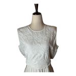 Bardot Dress Women XL White Cotton Embroidered Cut Out Tiered Maxi Boho Cottage Photo 4