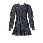 Keepsake Engage Navy Blue Lace Long Ruffle Sleeve Mini Dress Size L Photo 4