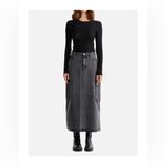 Ena Pelly Nova Denim Maxi Cargo Skirt in Charcoal Wash Size 26 NWOT Gray Photo 1
