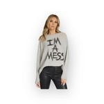 Lauren Moshi  𖦹 Hollis I’m A Mess Cashmere Pullover Sweater 𖦹 Heather Grey 𖦹 L Photo 3