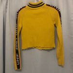 Unif yellow racing stripe mock turtleneck  Cropped by previous owner with raw edge bottom Photo 1