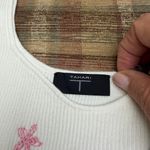 Tahari  White Tank Top with Pink Floral Accents Photo 1