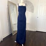 Early 2000's Navy Blue Black Whimsygoth Crushed Velvet Ethereal Prom Dress L Size L Photo 1