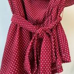 Anthropologie  Maeve Red and White Textured Top Photo 2