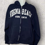 Virginia Beach Women’s Size XL Blue Heavyweight Full Zip Graphic Hoodie Beach Photo 0