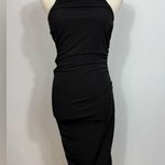 Michael Costello New!  x Revolve Ruched‎ Asymmetrical Hem Midi Dress in Black XS Photo 3