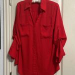 EXPRESS π Red The Portofino Shirt Button Down Long Sleeve Photo 1