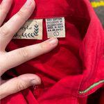 Red Denim Jacket Christmas Theme Stockings Womens large Trucker Casual Photo 5